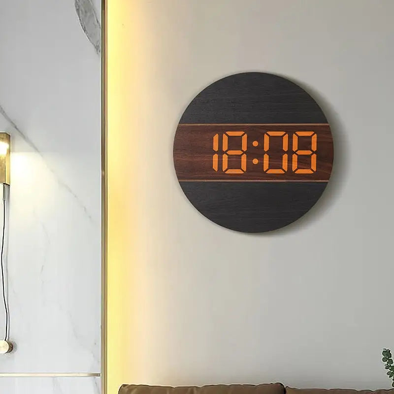 Horloge Murale LED en Bois - Horloges murales